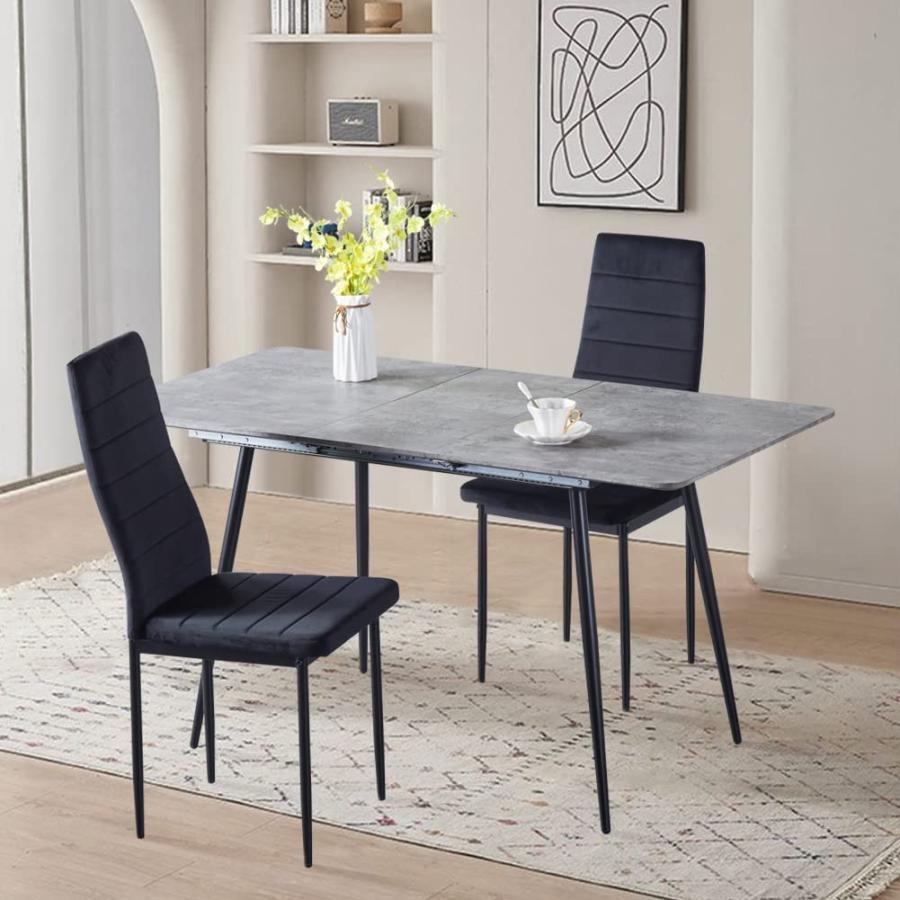 【並行輸入品】NIERN Extendable Dining Table with MDF Marble Top， Modern Rectan