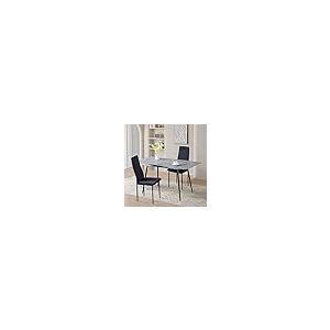 【並行輸入品】NIERN Extendable Dining Table with MDF Marble Top， Modern Rectan