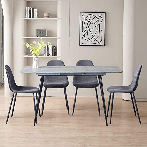 【並行輸入品】NIERN Extendable Dining Table with MDF Marble Top， Modern Rectan