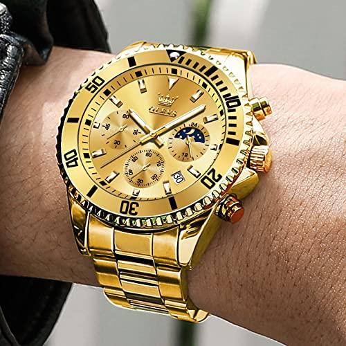【並行輸入品】OLEVS Gold Watches for Men Watch Men Stainless Steel Watches for_4