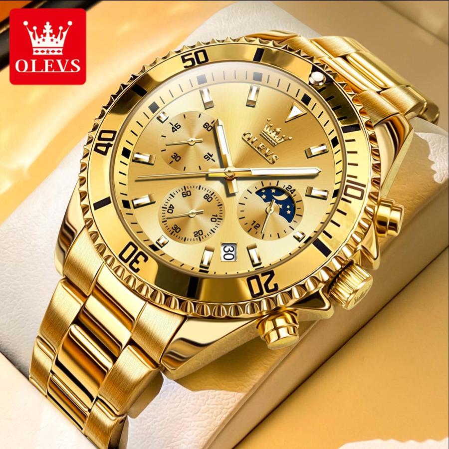 【並行輸入品】OLEVS Gold Watches for Men Watch Men Stainless Steel Watches for_6
