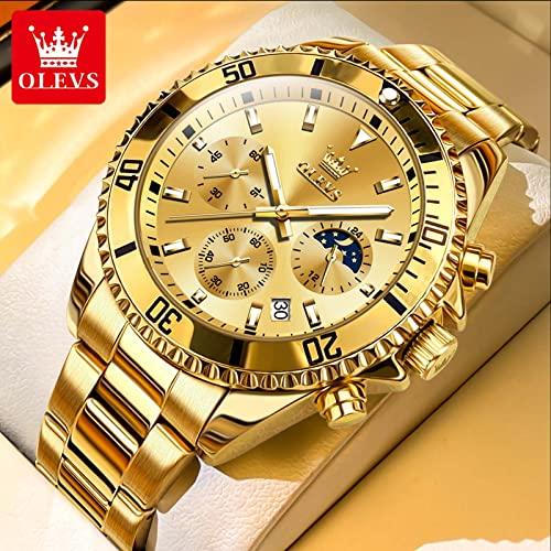 【並行輸入品】OLEVS Gold Watches for Men Watch Men Stainless Steel Watches for_7