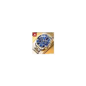 【並行輸入品】OLEVS Blue Watches for Men Watch Men Gold and Silver Stainless S_8