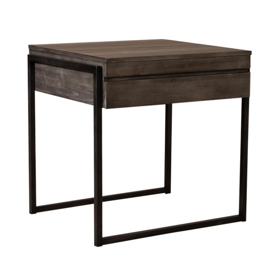 【並行輸入品】Liberty Furniture Industries ゲートウェイエンドテーブル パインベニヤメタル ダークグレー W24×D_3