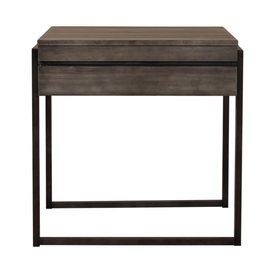【並行輸入品】Liberty Furniture Industries ゲートウェイエンドテーブル パインベニヤメタル ダークグレー W24×D_6