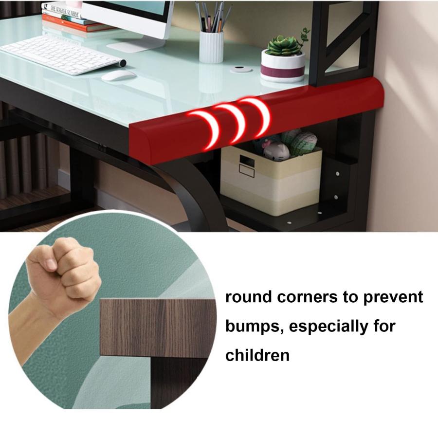 【並行輸入品】Tempered Glass Computer Desk with Shelf Modern PC Laptop Table B_6