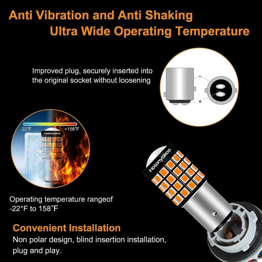 【並行輸入品】Holonyakoo 1157 LED Bulb Amber Yello 1157na 2057 2357a 7528 P21/5　並行_3