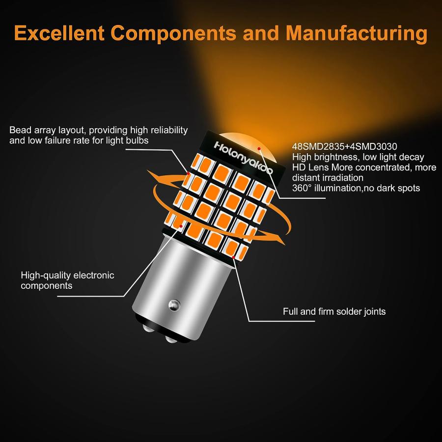 【並行輸入品】Holonyakoo 1157 LED Bulb Amber Yello 1157na 2057 2357a 7528 P21/5　並行_4
