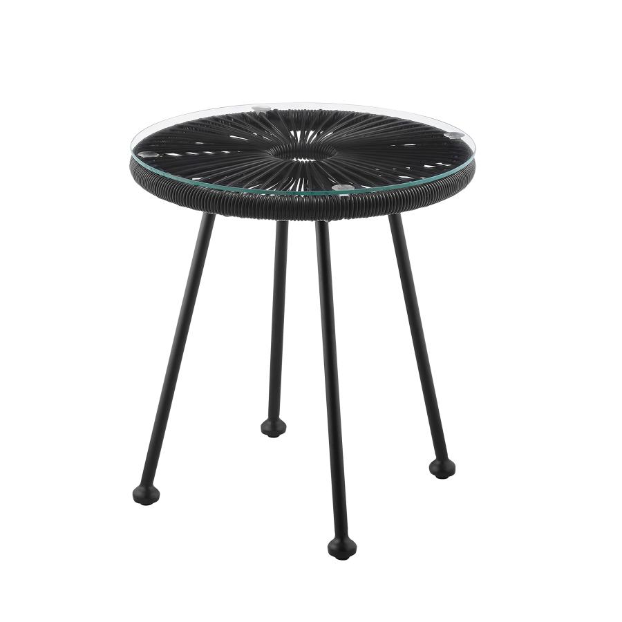 Linon Black Charleston Woven Hammock Style Outdoor Accent Table  並行輸入品｜import-tabaido｜10