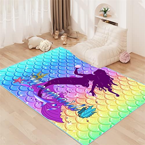 Girls Mermaid Area Rug Cartoon Mermaid Rug for Girls Teens Pink  並行輸入品｜import-tabaido｜05