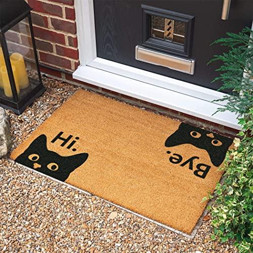 【並行輸入品】Doormat Funny Hi Bye Cat Doormat Housewarming Gift Welcome Doorの画像