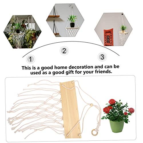 【並行輸入品】Garneck 1pc Woven Hanger Macrame Decor Jute Rope Wall Hanging Flの画像