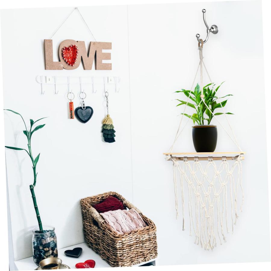 【並行輸入品】Garneck 1pc Woven Hanger Macrame Decor Jute Rope Wall Hanging Flの画像
