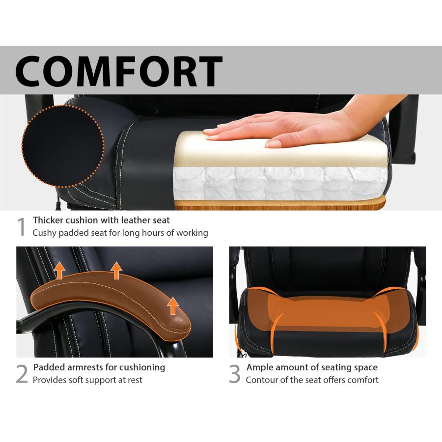 【並行輸入品】Big and Tall Office Chair 400lbs Heavy Duty Ergonomic Computer D_9