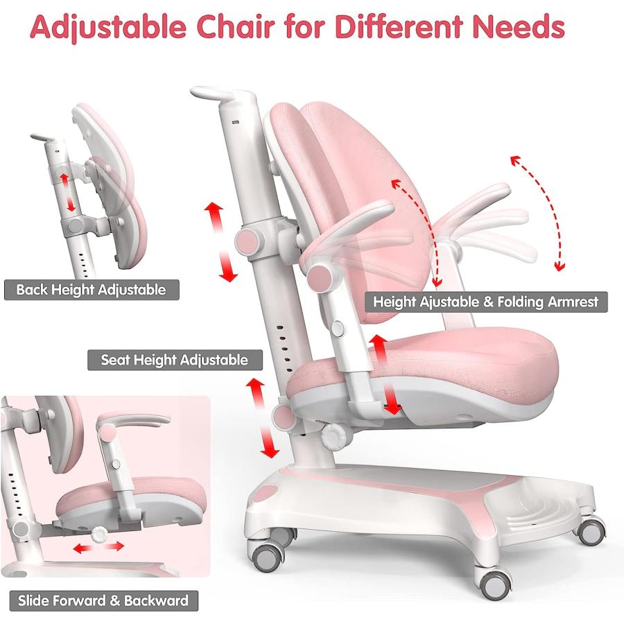 【並行輸入品】FCD Kids Desk and Chair Set  Wooden Adjustable Height Ergonomic S_7