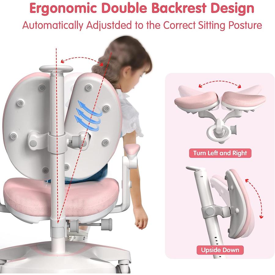 【並行輸入品】FCD Kids Desk and Chair Set  Wooden Adjustable Height Ergonomic S_8
