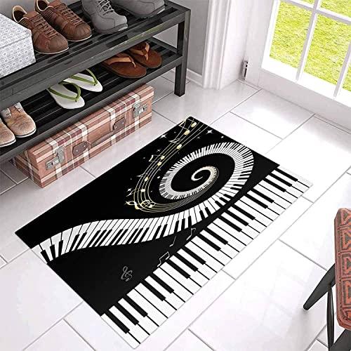 【並行輸入品】Abstract Piano Keys Musical Symbols Black Back Non Slip Entrywayの画像