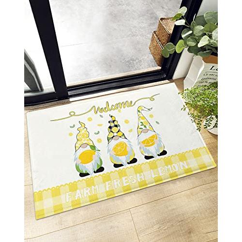 【並行輸入品】Farm Lemon Gnome Welcome Doormat, Flannel Home Decoration, Non Sの画像