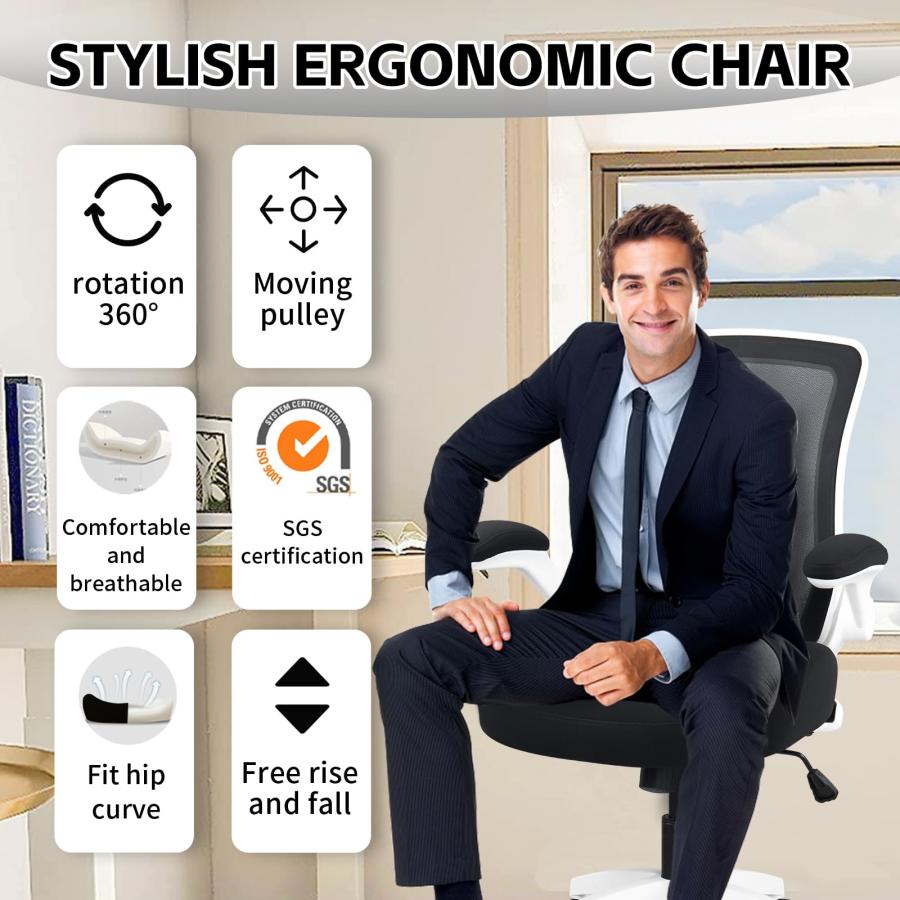 【並行輸入品】BOJUZIJA Ergonomic Office Computer Desk Mesh Chair with Soft Cus_3