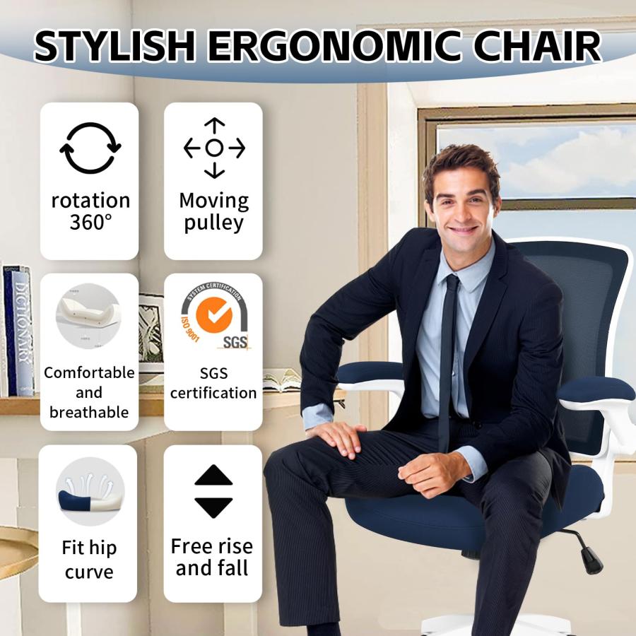 【並行輸入品】BOJUZIJA Ergonomic Office Computer Desk Mesh Chair with Soft Cus_3