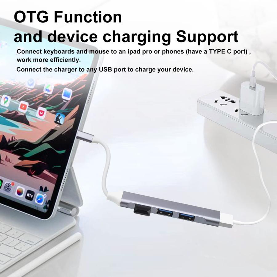 【並行輸入品】USB Hub 3.0,4 Port USB to USB C Adapter,Ultra Slim USB C Adapterの画像