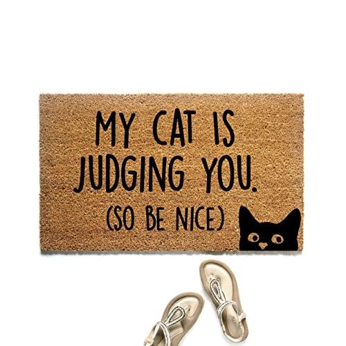 【並行輸入品】Funny Doormat Indoor Entrance Funny Cat Doormat My Cat is Judginの画像