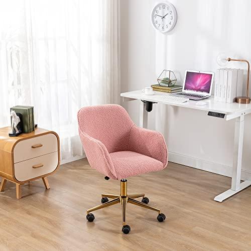 【並行輸入品】Modern Velvet Home Office Chair， Accent Vanity Chair with Wheels_1