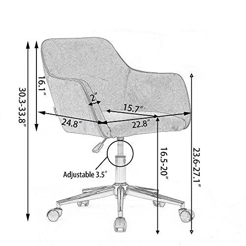 【並行輸入品】Modern Velvet Home Office Chair， Accent Vanity Chair with Wheels_4