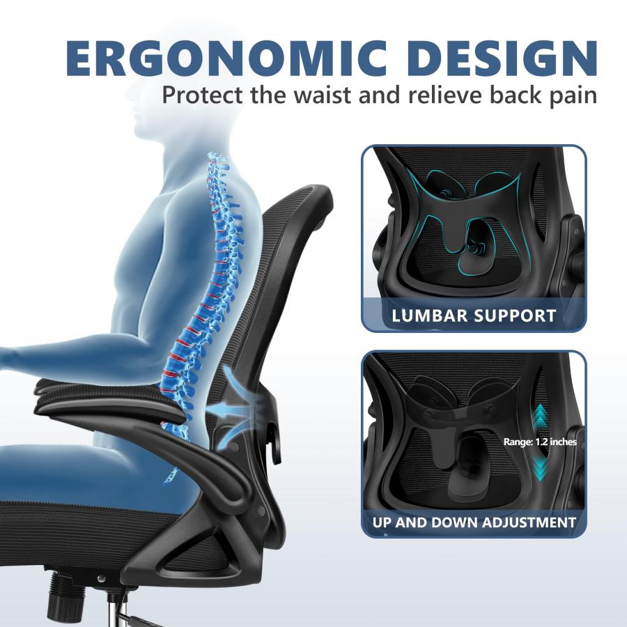 【並行輸入品】Winrise Office Chair Desk Chair， Ergonomic Mesh Computer Chair Ho_3