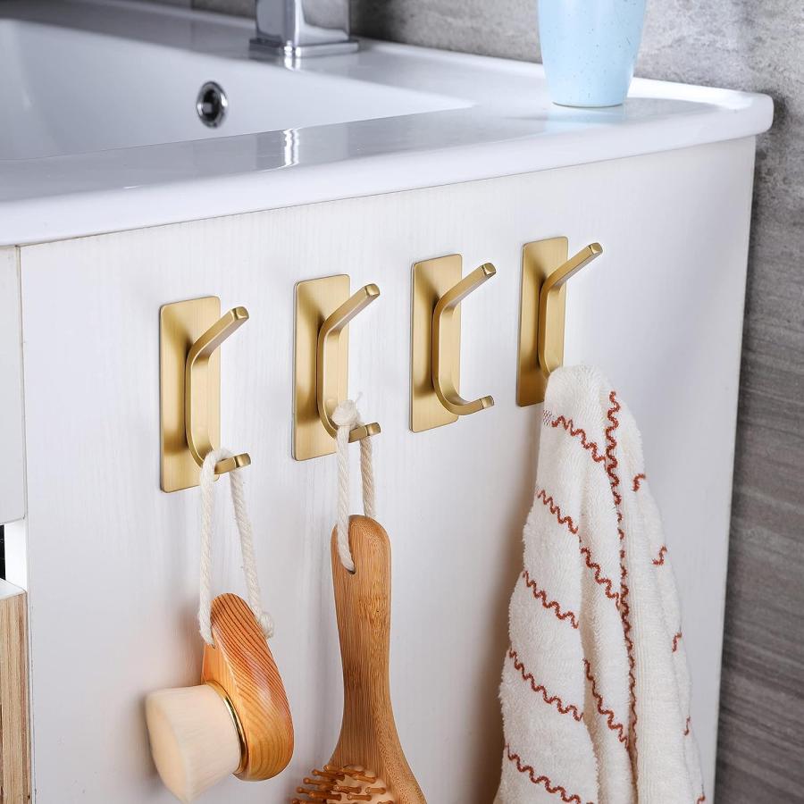 【並行輸入品】Taozun Adhesive Hooks - Gold Towel Hooks Coat Hooks  Stainless St_3