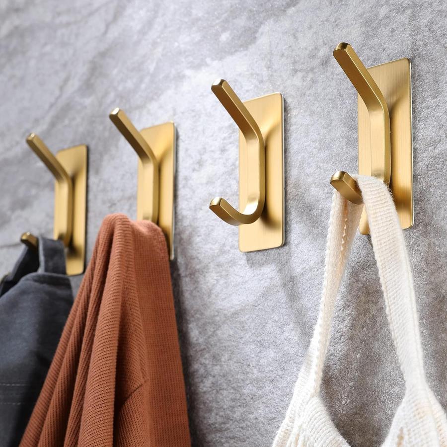 【並行輸入品】Taozun Adhesive Hooks - Gold Towel Hooks Coat Hooks  Stainless St_4