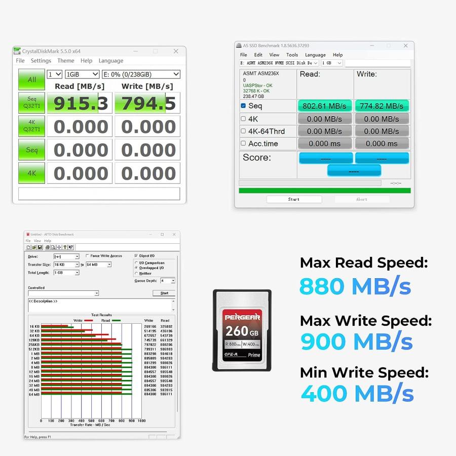 PERGEAR CFexpress Type Aメモリーカード 260GB プロフェッショナル タイプ A 最大 880MB/秒の　並行輸入｜import-tabaido｜03