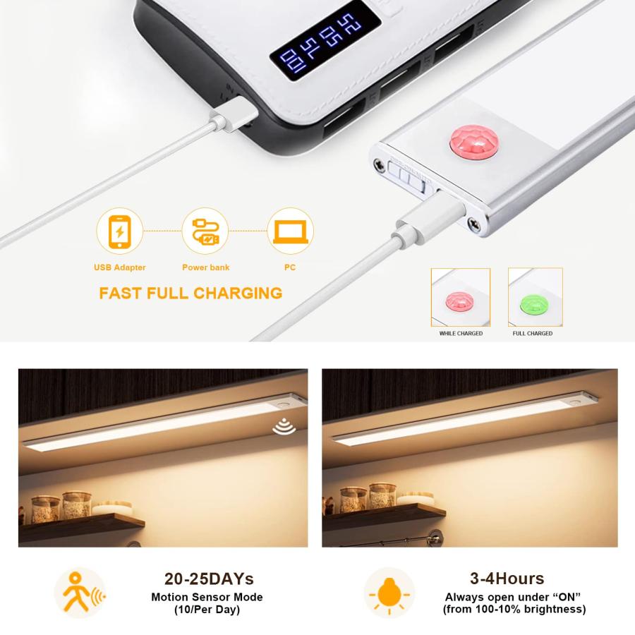 【並行輸入品】MMXIANG Led Under Cabinet Lights, 7.8 inches Motion Sensor Cabinの画像