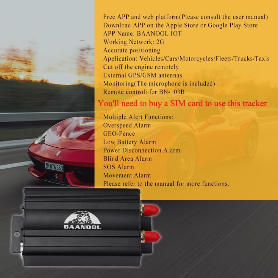 【並行輸入品】BAANOOL BN 103 A/B 2G GPSトラッカー 車用 月額料金なし カートラッカーデバイス ミニロケーター 自動車用_3
