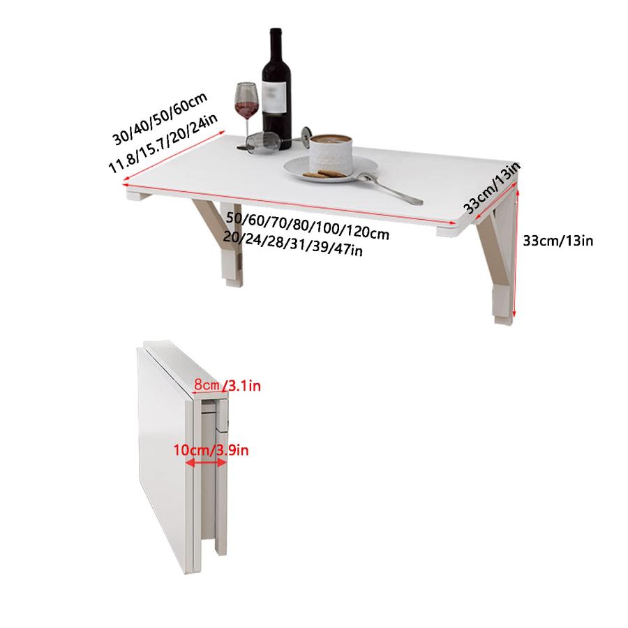 【並行輸入品】CHEWO White Folding Wall Mounted Drop Leaf Table,Pine Folding Wo_3