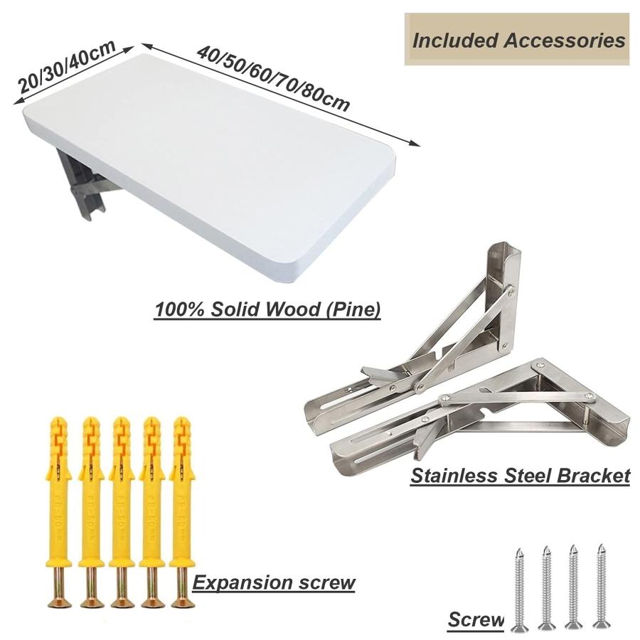 【並行輸入品】CHEWO Wood Wall Mounted Folding Table Kitchen Dining Table Home_3