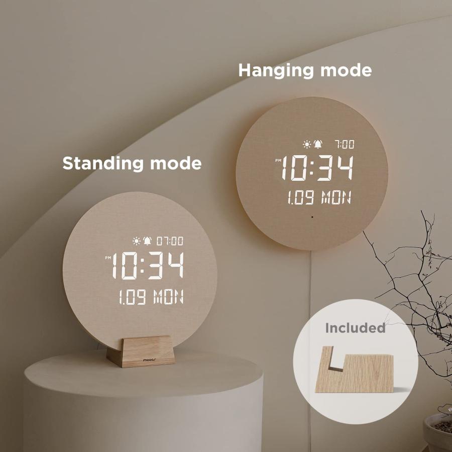 【並行輸入品】mooas 満月 バックライト 常夜灯 LED 壁掛け時計 mooas Full Moon LED Wood Silent Wal_3
