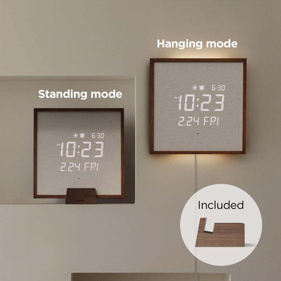 並行輸入品】mooas 木製フレーム バックライト 常夜灯 LED 壁掛け時計