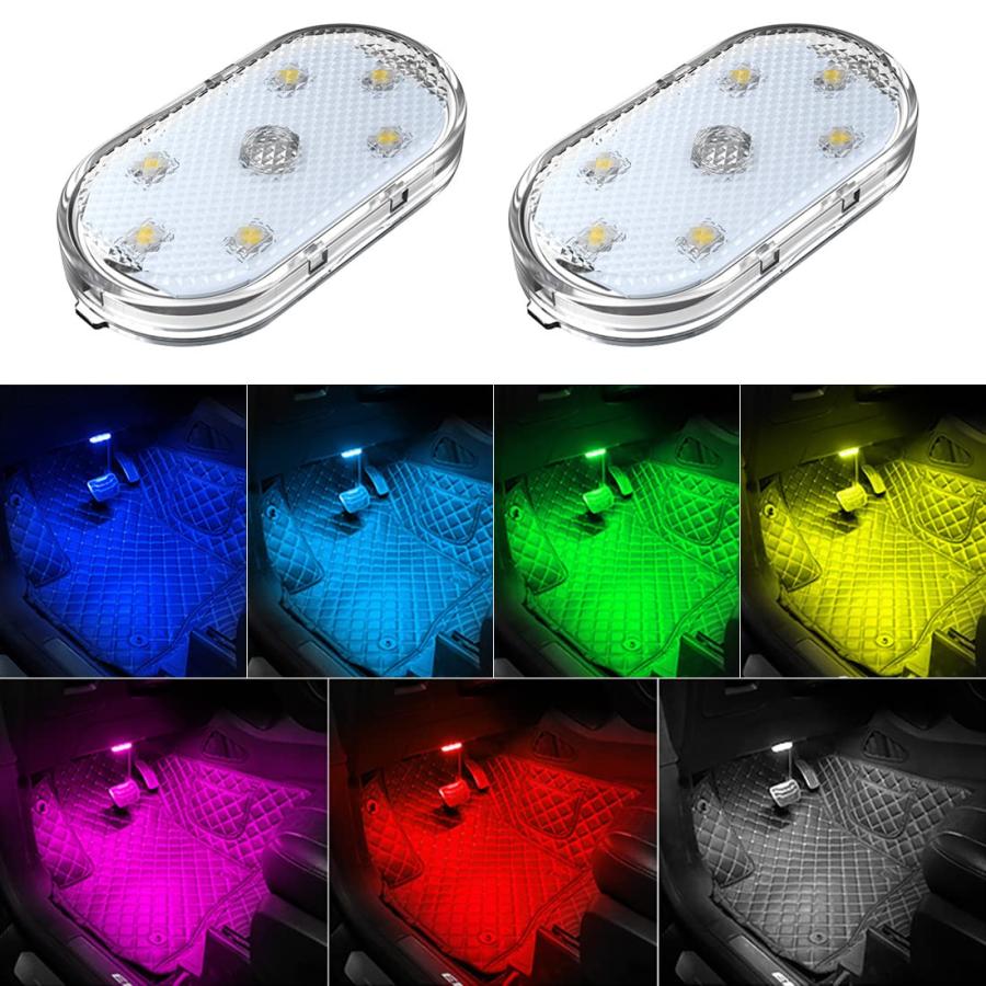 並行輸入品】2 PCS Car Led Lights Interior,7 Colors Ambient