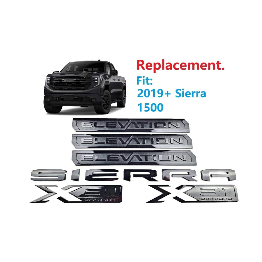【並行輸入品】Set Elevation Sierra Bed X31 エンブレム ドア テールゲート バッジ ネームプレート 交換用 2019_3