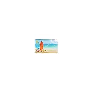 【並行輸入品】Door Mat Sunrise Beach with Surfboard and Clam Shells Welcome Noの画像
