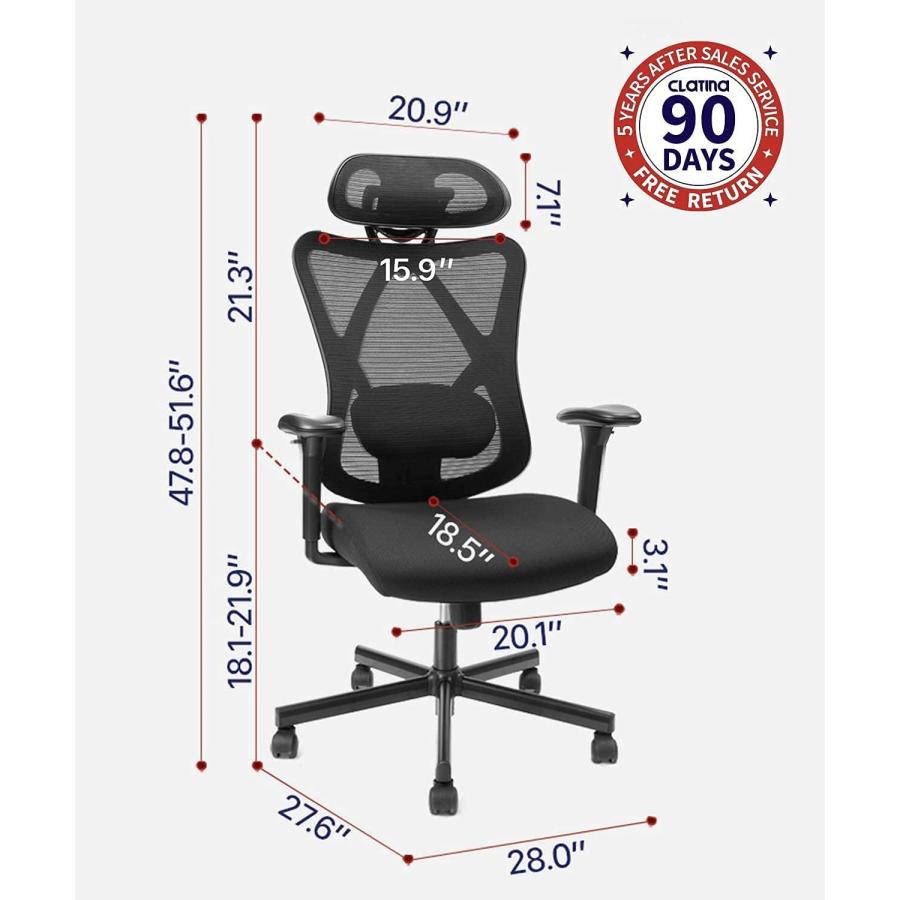 【並行輸入品】Office Chair Ergonomic Mesh High Back Computer Desk Chair with Ad_5