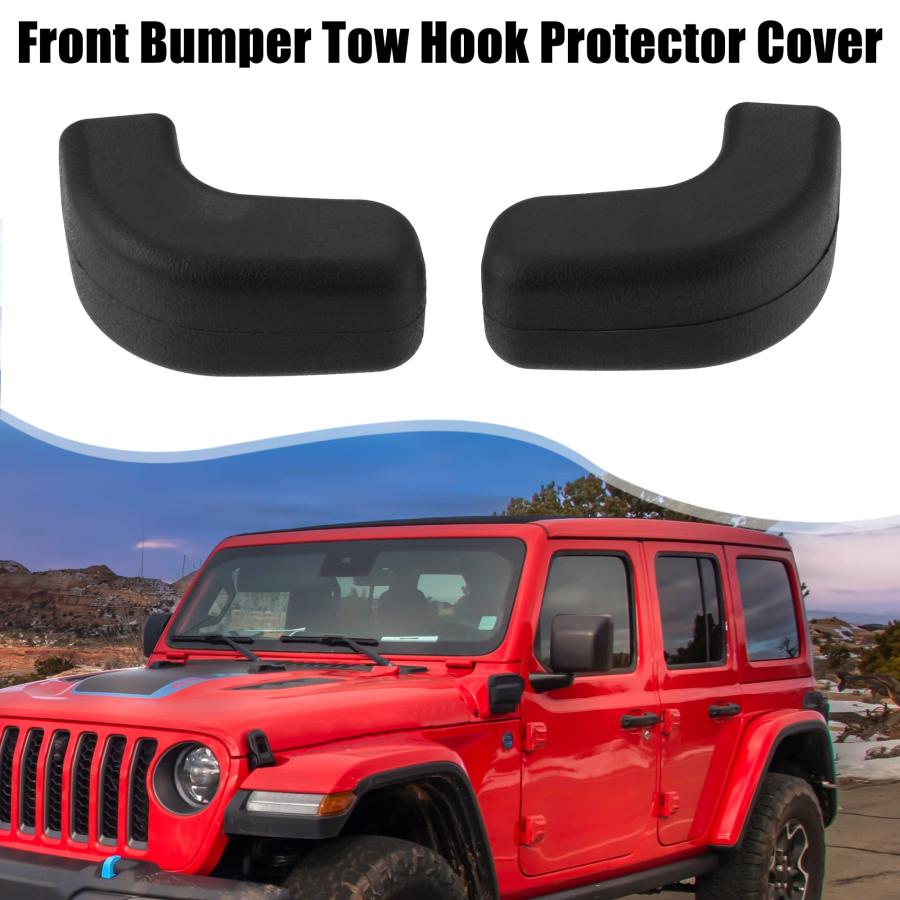 【並行輸入品】ACROPIX 車のフロントバンパー牽引フック保護カバー Jeep Wrangler JK JL用 2個パック ブラック AC_3