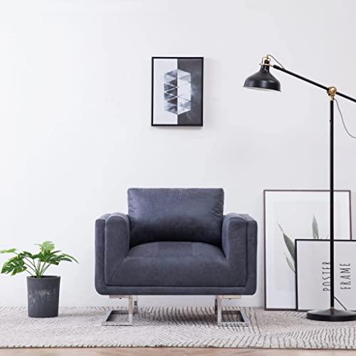 【並行輸入品】Matalde Cube Armchair Gray Faux Suede Leather 293_1