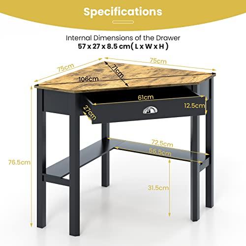 【並行輸入品】MEDIMALL Corner Desk with a Slide Out Drawer, Triangle Home Compの画像
