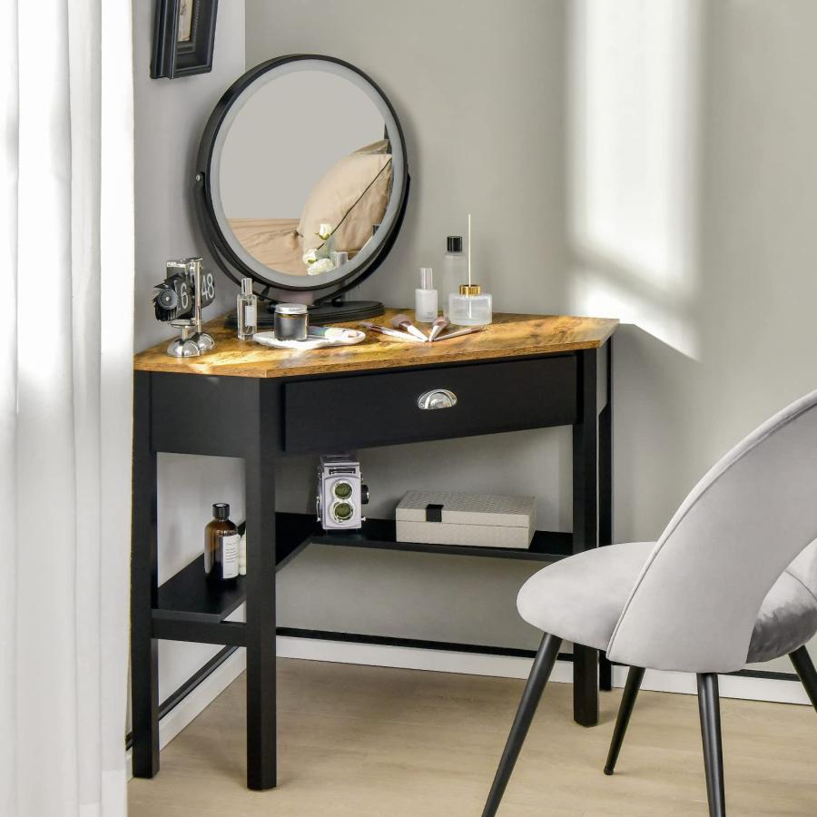 【並行輸入品】MEDIMALL Corner Desk with a Slide Out Drawer, Triangle Home Compの画像