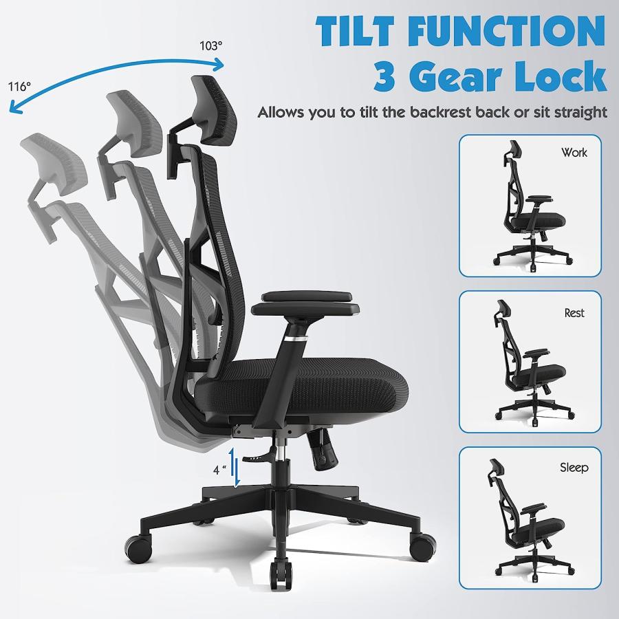 【並行輸入品】Ergonomic Office Chair Mesh Computer Chair with Adjustable Lumbar_2