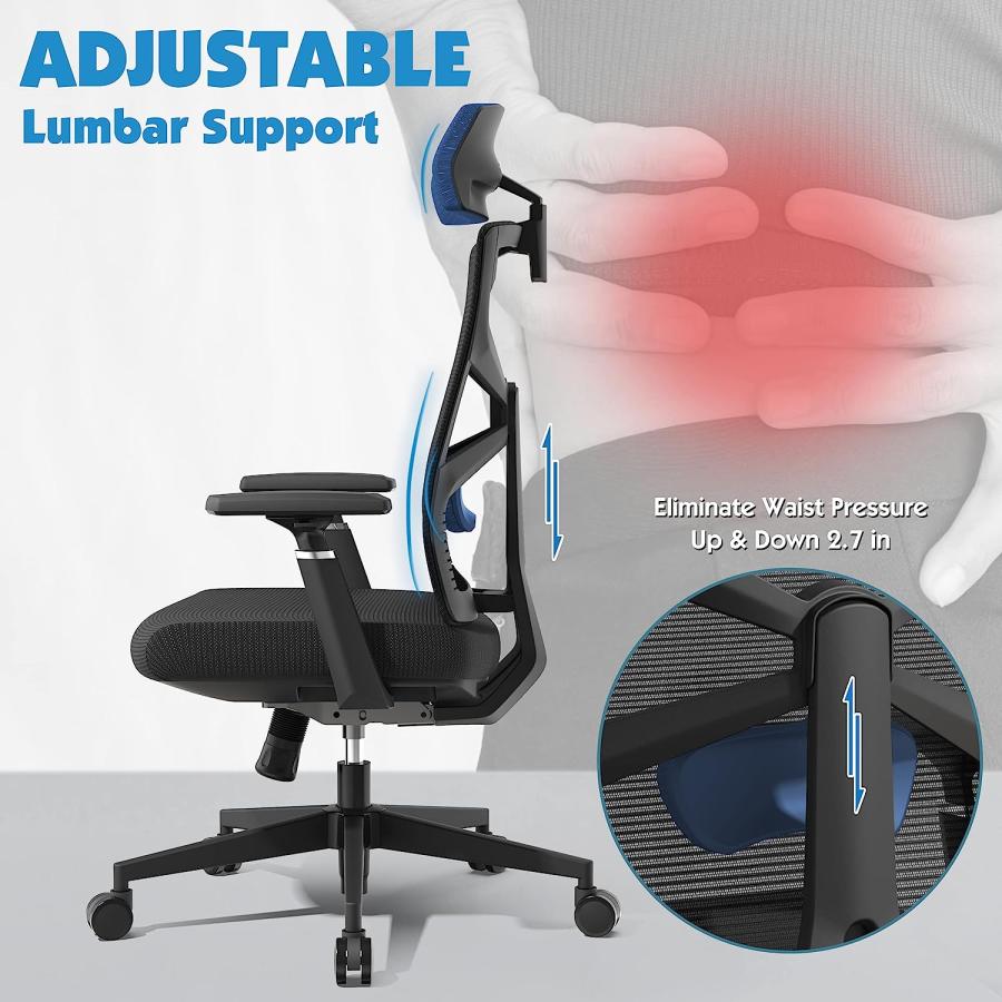 【並行輸入品】Ergonomic Office Chair Mesh Computer Chair with Adjustable Lumbar_3