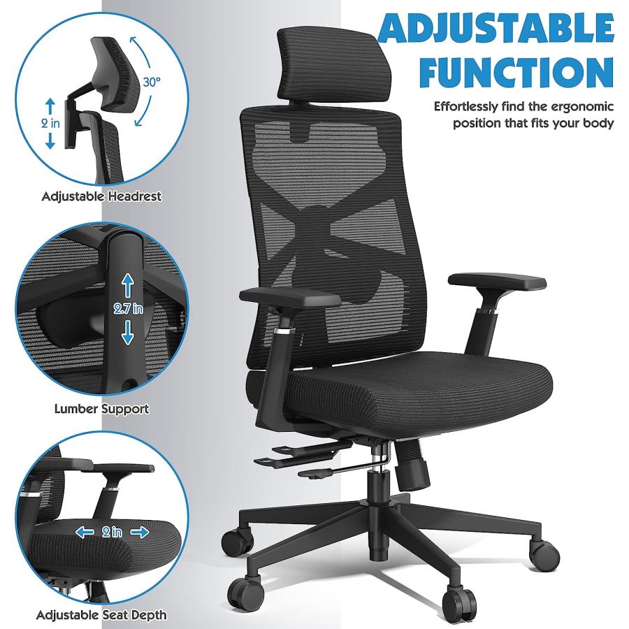 【並行輸入品】Ergonomic Office Chair Mesh Computer Chair with Adjustable Lumbar_4