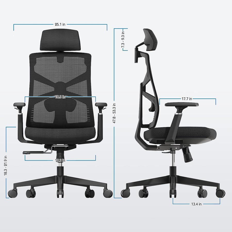 【並行輸入品】Ergonomic Office Chair Mesh Computer Chair with Adjustable Lumbar_7